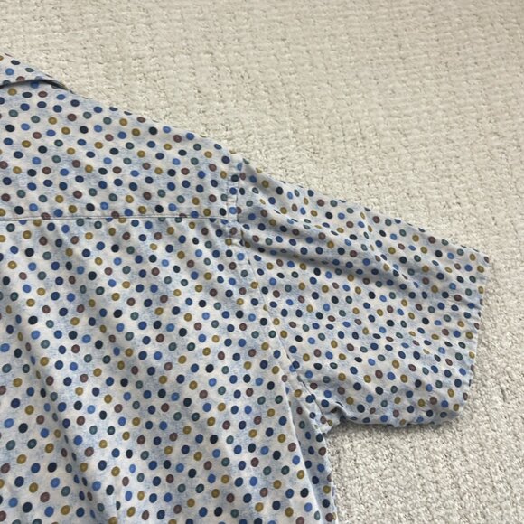7 Downie St Mens Sz L Short Sleeve Button Up Shirt Multicolor Polka Dots AOP - Picture 13 of 14